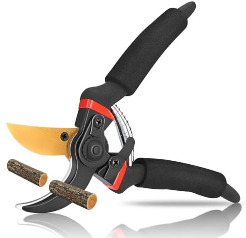 NEUTYPECHIC Forbici Potatura Professionali Lama da 55 mm, Cesoie Giardinaggio Acciaio Inossidabile, Forbice Potatura con Molla a Risparmio di Forza, Cesoia da Potatura per Frutteti, Giardini, Parch