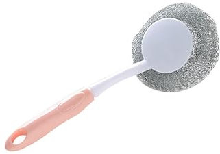 Ipetboom 3piezas Estropajos Metálicos Inoxidable Cepillo De Mango para Limpieza De Platos Vajilla Esponjas con Bola Colores Surtidos