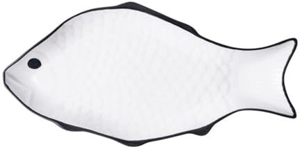 16 inch 14 inch 13 inch Ceramic Home Restaurant Hotel Large Fish Shape Dinner Cutlery Plate(White,13)