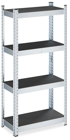 Relaxdays Schwerlastregal, HxBxT: 120 x 60 x 30 cm, 700 kg, verzinkter Stahl, Lagerregal Keller & Garage, Farbwahl | verzinkter Stahl, Lagerregal Keller & Garage