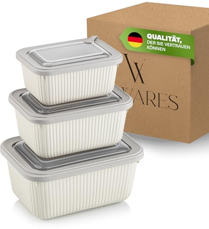 Viwares Frischhaltedosen im 3er Set mit transparentem Ventildeckel | Aufbewahrungsbehälter, stapelbar, BPA-frei, Kunststoff, Mikrowellen/Kühlschrankgeeignet, 3 Größen (650ml/1050ml/1750ml)
