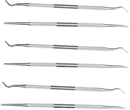 iplusmile Outils de Nettoyage des Ongles 6Pcs en Acier Inoxydable Dissolvants de Cuticules Cure-Ongles pour Ongles Incarnés Outils de Pédicure Accessoires de Beauté