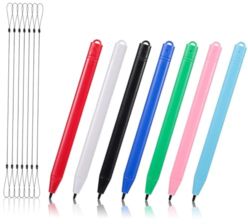 7 Pcs Drawing Tablet Pen Plastic Stylus for Touch Screens | Writing Tablet Stylus Pen with Tether, Lightweight Grip, Smooth Writing, Suitable for Tablet Commuting and Doodling