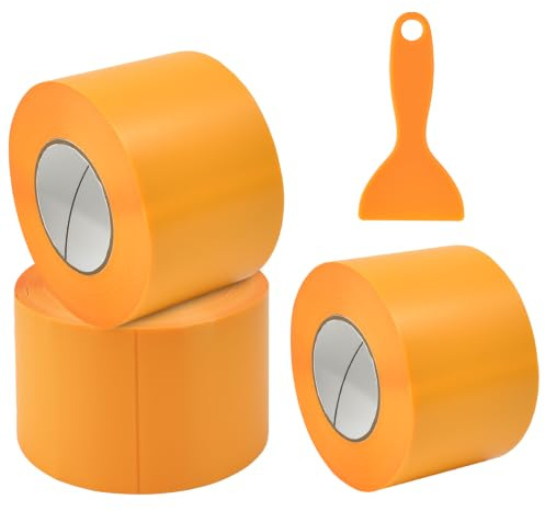 Byfoyif 3 Pcs Ruban de Masquage Autocollant 5cm x 50m, Ruban de Masquage Peinture avec Grattoir, Rubans Protection Peinture Larges, Masking Tape Aquarelle, pour Carrosserie Voiture Maquettes Moulage