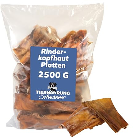Tiernahrung Schwenner Dried Cattle Scalp Plates - Dog Snacks Dental Care Dog - Dog Chew Items 2500 g