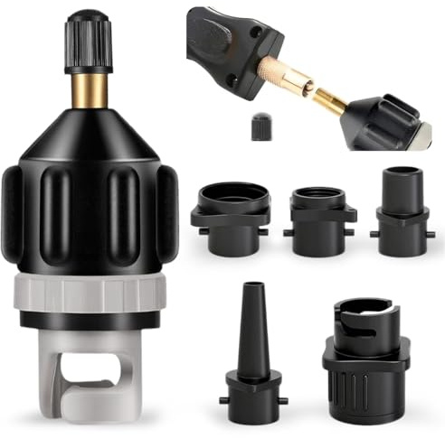 GTJEOI SUP Ventil Adapter Aufblasbarer, Boot Luftpumpe Ventil Adapter mit 4 Stück Gasdüse Inflatable, SUP Pumpe Adapter für Schlauchboot, Stand Up Paddle Pumpe Ventil Adapter für Paddelboard Kajaks