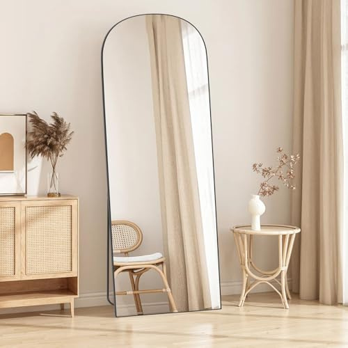 Hamlody Miroir sur Pied Arqué 162x52cm, Grand Miroir Mural à Suspendre ou à Poser Contre Le Mur pour Chambre, Salon, Entrée, Arc Noir Miroir Pleine Longueur