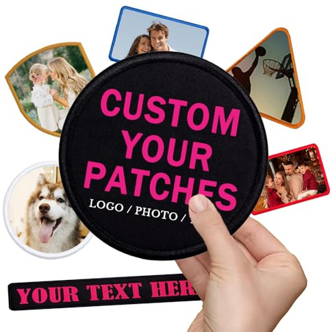 Personalisierte Patches,Custom Bedruckt Iron On Patches,Personalisiert mit Wunschmotiv Bild, Foto oder Logo für Kleidung, Jacken, Caps und Hundegeschirre hinzu Fügen (Rund 10 x 10 cm)