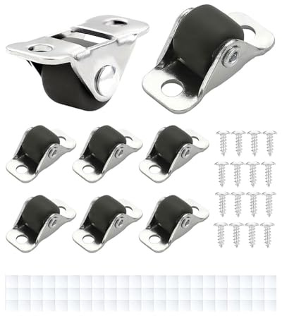 HUVZOR 8 Small Furniture Casters - Each Caster Can Approx. 10 kg, 13 mm Small Furniture Casters, Mini Silent Fixed Casters with Adhesive Dots and Screws for Furniture, Boxes of