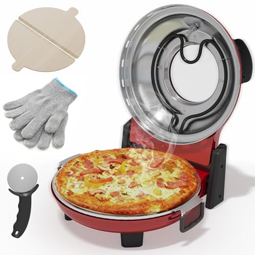 SUNVIVIPRO Pizza Oven Indoor Outdoor: Heats up to 770℉, Up to 12 Electric Countertop Pizza Maker with Viewing Window, Dual Temp Control Knob, Portable Pizza Cooker Warmer, Pizza Stone, Pizza Peel
