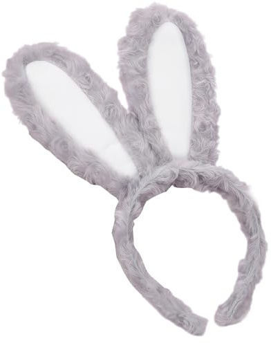Vyqrx Hasenohren Haarreif Grau - Kuscheliges Plüsch Stirnband für Hasenohren Kostüm, Hasenkostüm Kinder & Hasenkostüm Erwachsene, Ideal für Ostern, Karneval & Cosplay
