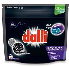 Dalli 3in1 Waschmittel Caps – 24 Waschladungen | Vollwaschmittel, Color, Sport & Outdoor oder Black Wash | Waschmittel Pods mit Frischeduft – 1 Cap pro Wäsche (Black Wash)