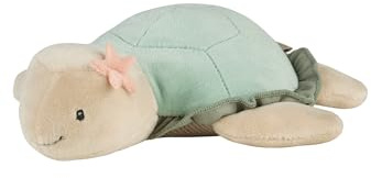 Sterntaler Kuscheltier S Schildkröte aus weichem Samt und Waffelstrick, mit Rüschen- und Seesterndetail, mit Rassel, gefüllt mit Polyesterwatte, 5,5 × 18 × 17 cm – pudergrün