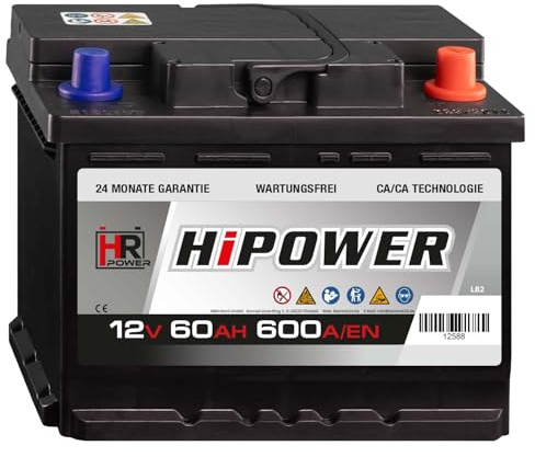 Autobatterie 12V 60Ah 600A/EN Starterbatterie für PKW mit hohem Energiebedarf