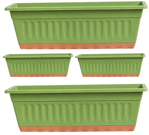 Växtförökningsstation,4-pack rektangulära dekorkrukor | Långa krukor för,för balkong, fönsterbräda, uteplats, entré, vardagsrum, inomhus, utomhus, hylla, sallad,