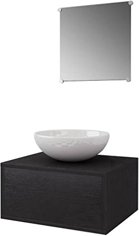 vidaXL Conjunto de Mueble y Lavabo 3 Piezas Negro