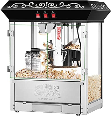 Perfect Popper Popcorn Machine - 10oz Stainless-Steel Kettle, Reject Kernel Tray, Warming Light, and Accessories by Great Northern Popcorn (Black)