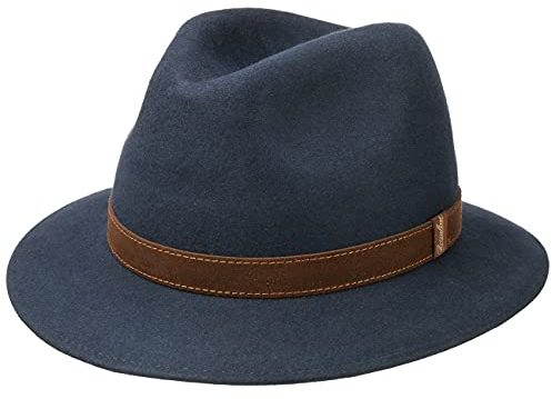 Borsalino Forest Pack Away Hut Classic Haarfilzhut Filzhut Damen/Herren - Made in Italy elegant rollbar Acot mit Lederband Frühling-Sommer Herbst-Winter - 59 cm dunkelblau