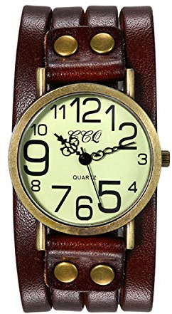 Avaner Damen Herren Armbanduhr Analog Quarzwerk Uhr mit Lederarmband Casual Vintage Quarzuhr römische Ziffern