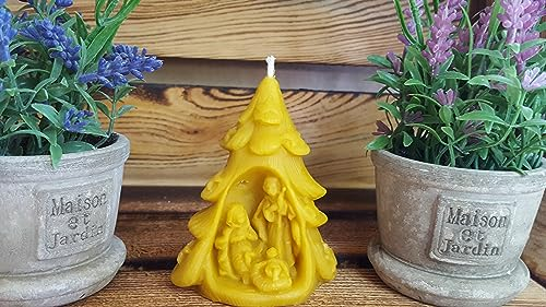 Tannenbaum mit Krippe Bienenwachskerze