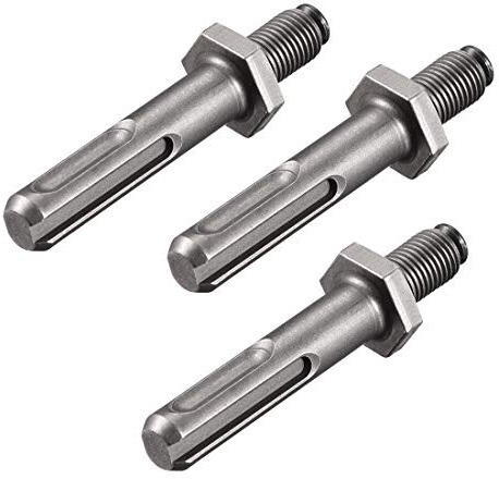 sourcing map 3/8 Drill Chuck Adapter, to 3/8-Inch(M10 x 15mm) Thread Keyless Drill Chuck Adapter Round Shank for Impact Driver, Pack of 3