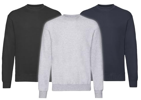 Fruit of the Loom herrtröja klassiskt set i svett, 3-pack, Flerfärgad (svart/ljung grå/djup marinblå 26), XL