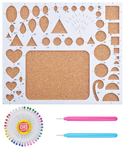1 Set of Paper Quilling Template Board Quilling Mould with 2pcs Quilling Slotted Tools and 40pcs Pearl Head Pins for DIY Paper Craft