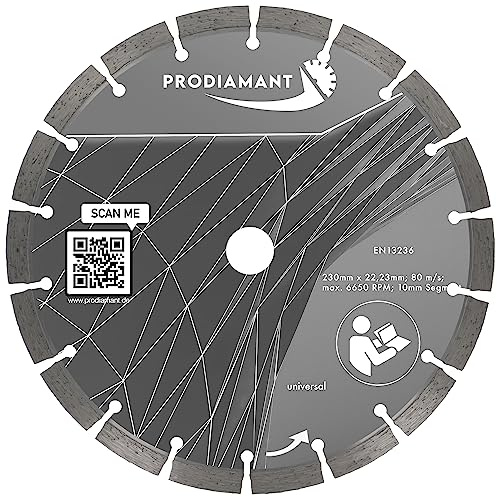 PRODIAMANT Disque à tronçonner diamanté 230 x 22,2 mm 10mm Segment professionnel béton, pierre, brique, universel