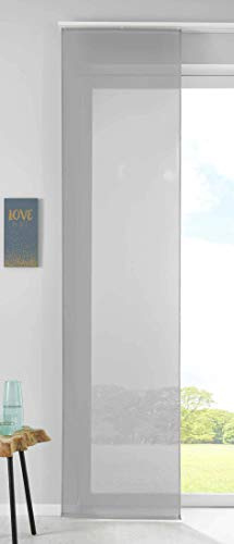 1er Set Schiebegardine Flächenvorhang Vorhang Gardine Voile HxB 245x60 cm Grau Komplett mit Paneelwagen Beschwerungsstange, 85589N