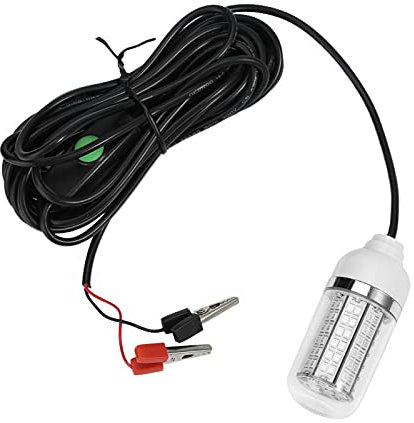 Lampe de pêche à LED avec câble, 12V LED Lumière de pêche sous-marine IP68 360 ° Éclairage complet Lampe de pêche sous-marine verte Lumière submersible pour attirer les poissons Câble 8M(108 perles)