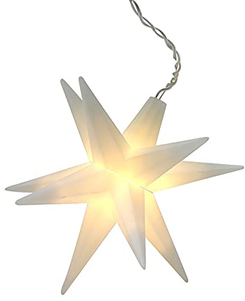 3D LED Stern warm weiß beleuchet - 12 cm - Weihnachtsstern Dekoration in weiß mit 6 Stunden Timer - Deko Leuchtstern WeihnachtenAdvent Winter Dekoration Batterie betrieben