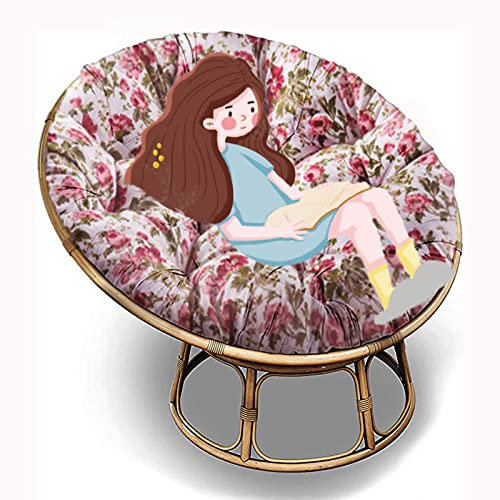 Runde Papasan Sessel Stuhl Auflage Papasan-Kissen für Drehsessel Korbsessel Balkonstuhl【Stuhl Nicht Enthalten】 (P4 Ø105cm/41.3 in)