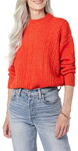 Amazon Essentials Mujer Jersey Moderno de Cuello Redondo y Punto Trenzado Suave Al Tacto (Disponible en Tallas Grandes)