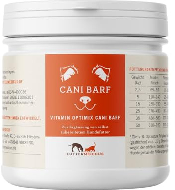 Futtermedicus Optimix Barf | 90 g | Complemento alimenticio para perros adultos | oligoelemento y vitamina B suplemento para BARFen con huesos | Con inulina de achicoria