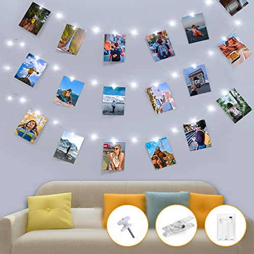 kolpop Fotokette, 50 LEDs, Lichterkette, für Schlafzimmer, Foto, LED, mit 30 Fotos, Batteriebetrieben, Dekoration, Party