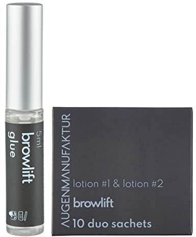 Augenmanufaktur Browlift - Augenbrauenlifting Kleber und Lotionen Augenbrauenformung und voluminöser langlebiger 3D Augenbrauen Effekt - bis zu 20 Anwendungen (Sachets Basis Kit)