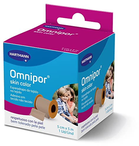 Omnipor: Hypoallergenes Pflaster aus Vliesstoff für empfindliche Haut, 5 cm x 5 m, hautfarben | Atmungsaktives Pflaster zur komfortablen Befestigung von Verbänden auf empfindlicher Haut.