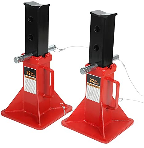 22 Ton (44,000 lbs) Heavy Duty Pin Type Car Jack Stands with Lock Adjustable Height to 19.75 Fit for Supporting Trucks, Trailers and Equipment