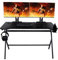Konix Drakkar Escritorio Gaming Mani 121 x 69 x 76 cm en Forma de Y - Tablero de Mesa de Madera y Metal - Portavasos y Soporte para Auriculares incluidos - Negro