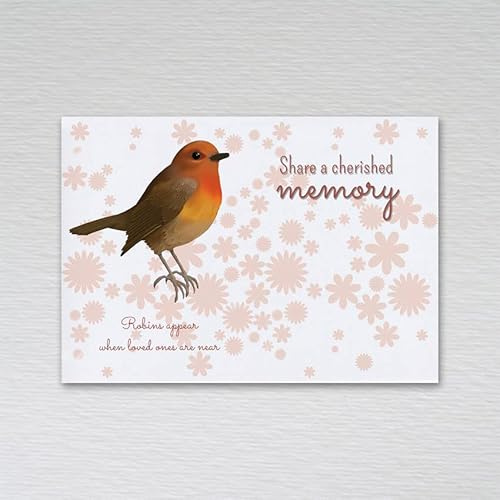 Pack of 50 Funeral Memory Cards without Envelopes - A6 Non-folded Robins Appear When Loved Ones are Near