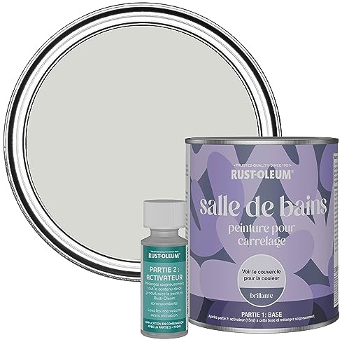 Rust-Oleum Grey Water-Resistant Bathroom Tile Paint in Gloss Finish - Winter Grey 750ml