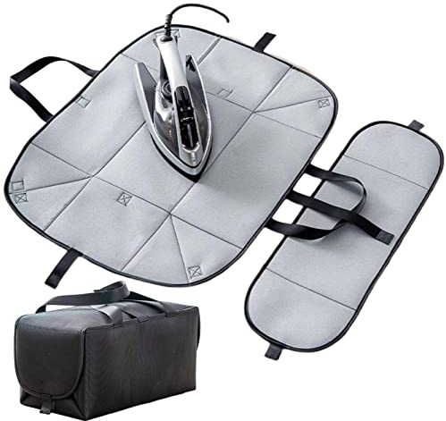 Bügelmatte für Tischplatte, hitzebeständige tragbare Bügelmatte Decke, 2-in-1 tragbares Bügelkissen mit Griff, Reise-Bügeldecke, Bügelunterlage für Oberseite der Waschmaschine, Trockner, Tischplatte,