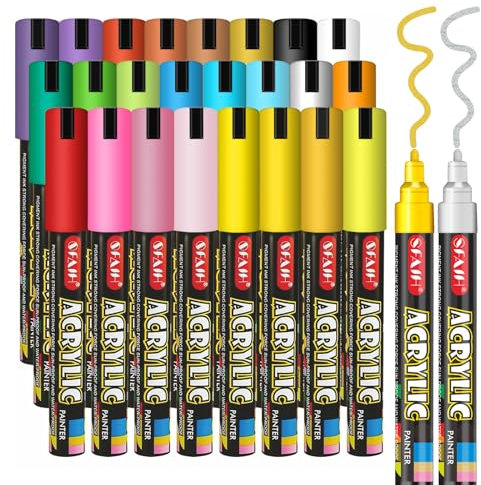 SFAIH Marcadores creativos acrílicos de Halloween, 24 colores, puntas reemplazables de 3 mm, cobertura ultra alta, gran capacidad de tinta, marcadores de dibujo para pintura de calabaza, tela de