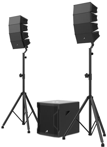 Audibax Seattle 500 - Set di Altoparlanti Stereo per Sistema PA - Line Array Compatto - Sistema a Colonne Attive - Potenza Subwoofer 300W RMS e Altoparlanti 100W+100W RMS - Connessione Bluetooth
