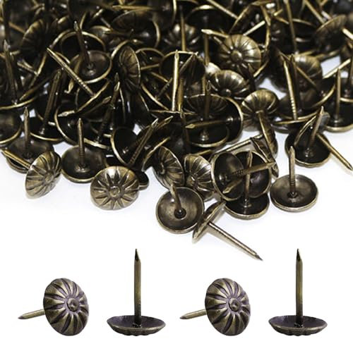 500 pezzi chiodi di tappezzeria, basicon robusto 17 x 11 mm bronzo chiodi tappezzeria decorativi chiodo retrò fai da te unghie per mobili divani poltrone letti sedie vintage decorative, bronzo