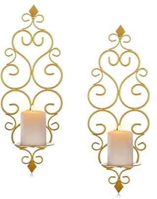 Kerzenständer 2 Stück Wandkerzenhalter, Stumpenkerzenhalter, Eisen, Vintage-Wandkerzenhalter, Dekoration Windlicht groß Teelichthalter