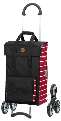 ANDERSEN Einkaufstrolley - Treppensteiger Scala Shopper Jella rot | ideal für Treppen, klappbar, aus Stahl, bis 40 kg - Tasche mit Seitentasche, Innenfach, Reflektoren, 51 L