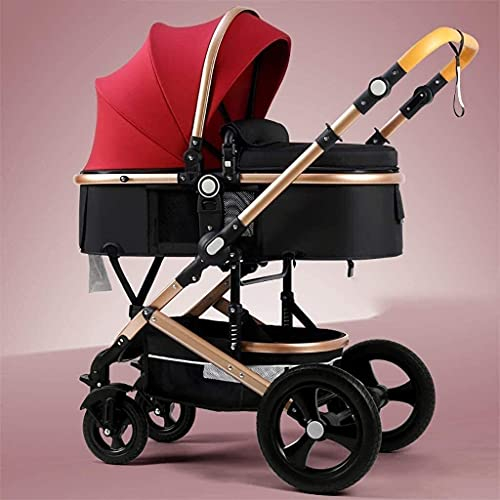 Reise-Kinderwagen für Neugeborene, Kleinkinder, Kinderwagen, Kinderwagen, kompakte Buggy-Kinderwagen, tragbarer Kinderwagen, stoßfest, mit Aluminiumrahmen für Baby G (Goldrohr)