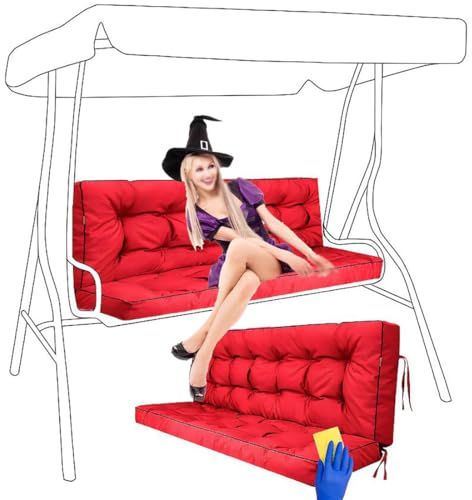 BEOTAY Sitzauflage Gartenbank 55,Schaukelsitz Mit Rückenlehne,Bankauflage Outdoor 2/3-Sitzer,Wasserdicht Schaukel Zubehör Outdoor,Sitzkissen Bank Für Hinterhof,Terrasse,Rasen,Rot