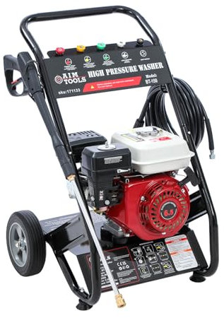 AIM Tools Hidrolimpiadora de Gasolina, Motor de Gasolina de 4 Tiempos de 6,5 HP, 150 Bar / 2200 PSI, Limpiador de Cercas de Cubierta de Jardín de Patio de Coche Power Jet Portátil